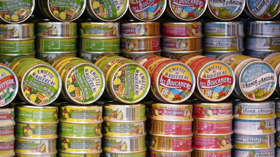 canned soup products pantry shelf
