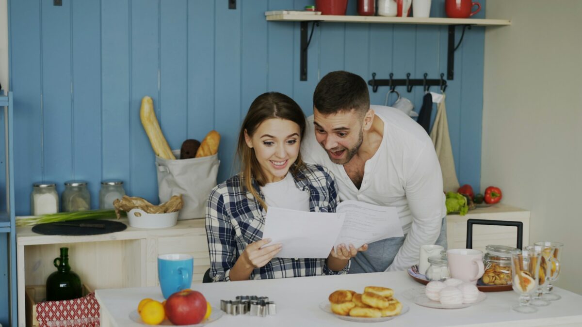 couple reviewing mortgage documents