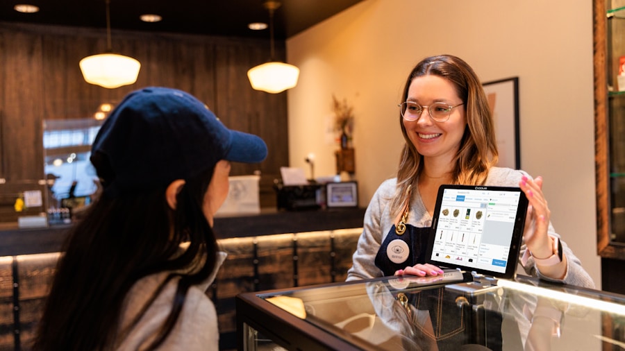 customer service representative helping shopper