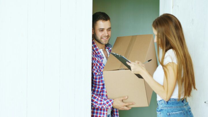 delivery package arriving at customer home