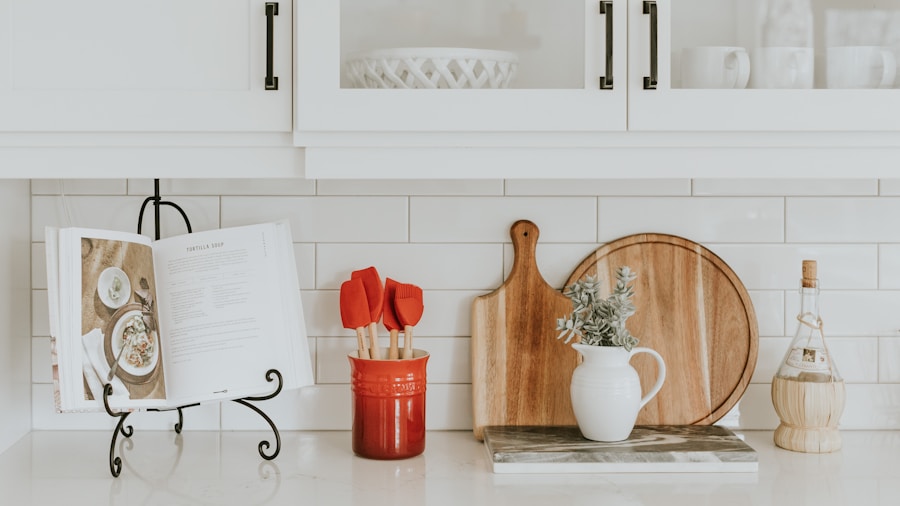 disorganized kitchen countertop items