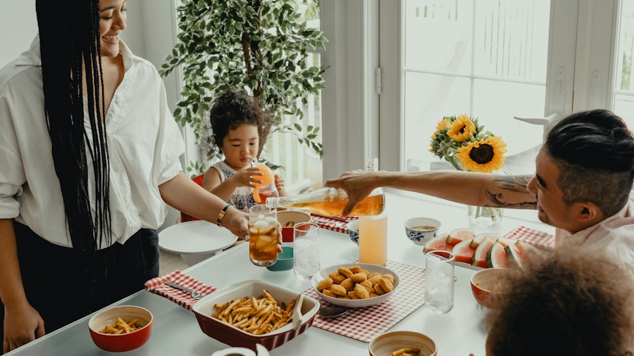 family budgeting at kitchen table
