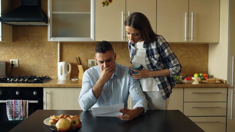 family budgeting at kitchen table