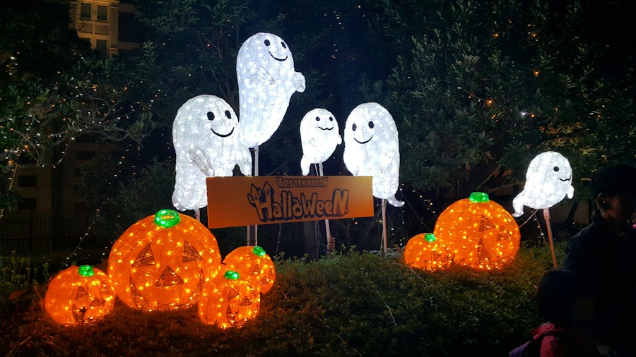 family halloween yard display