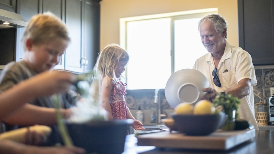 family kitchen counter with frozen produce