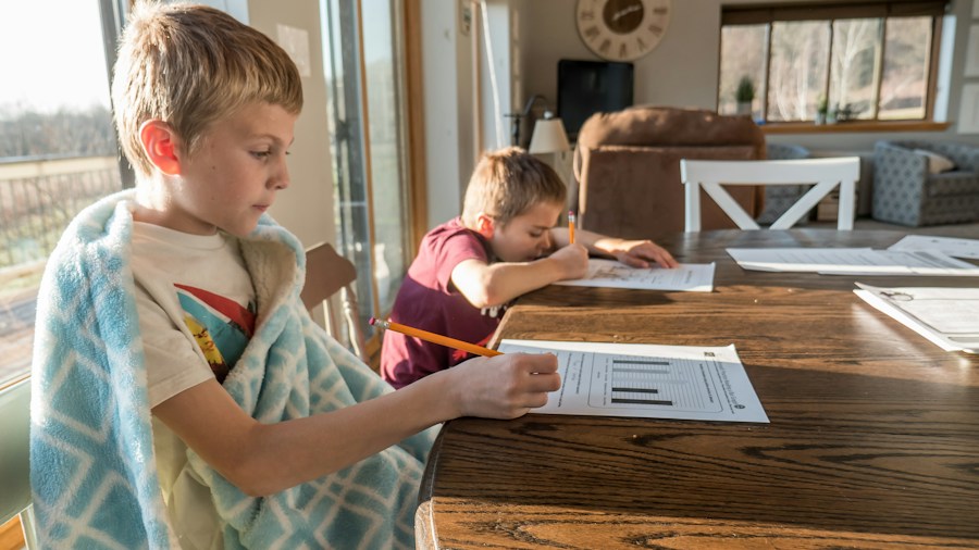 family reviewing bills at home