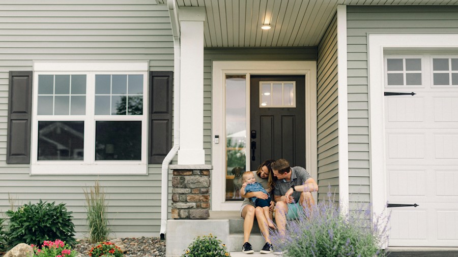 family reviewing mortgage documents