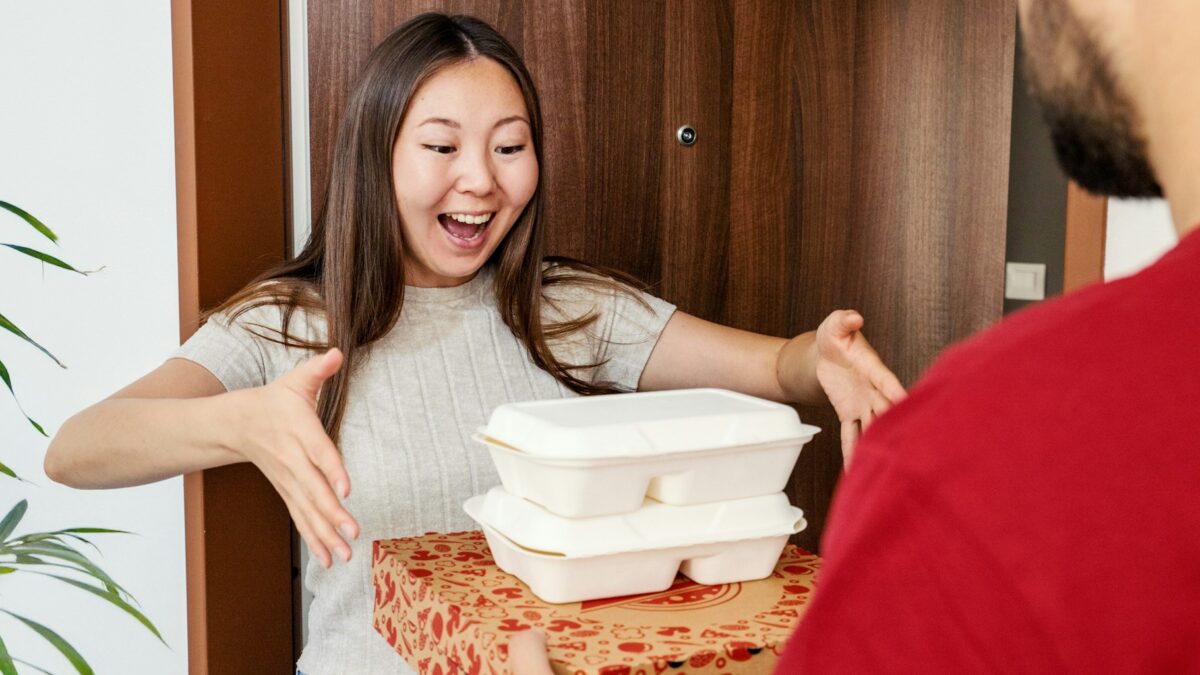 fast delivery package arriving home