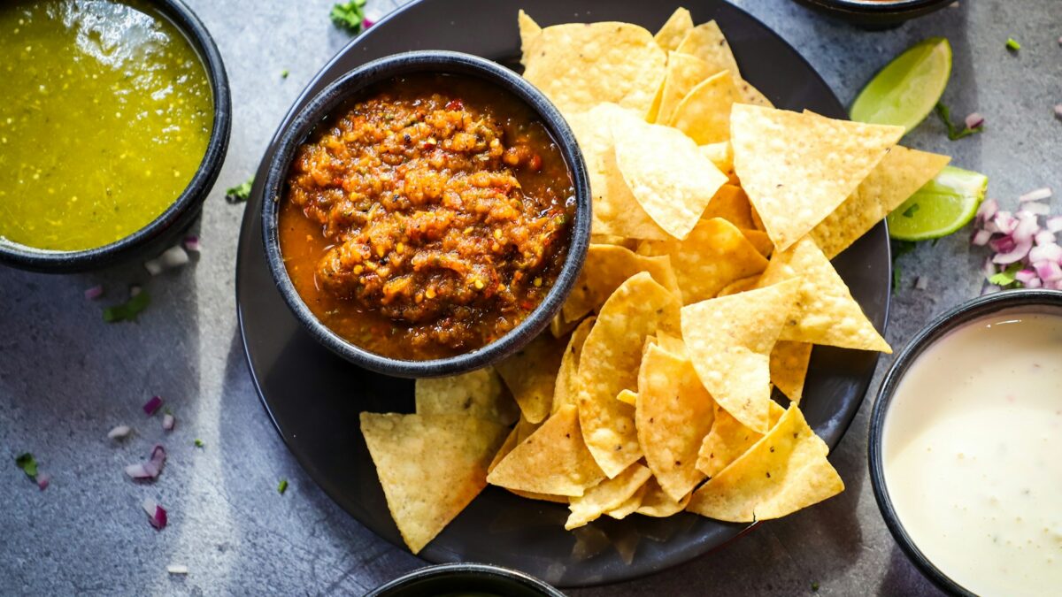 fresh salsa and guacamole dips
