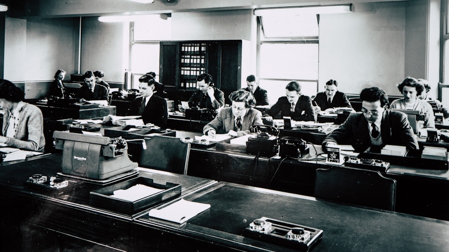 government office bureaucracy workers