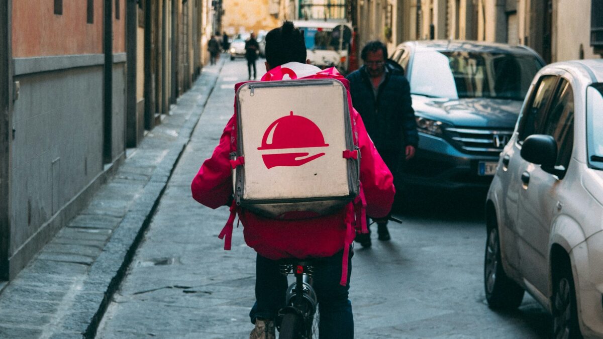 grocery delivery bags person