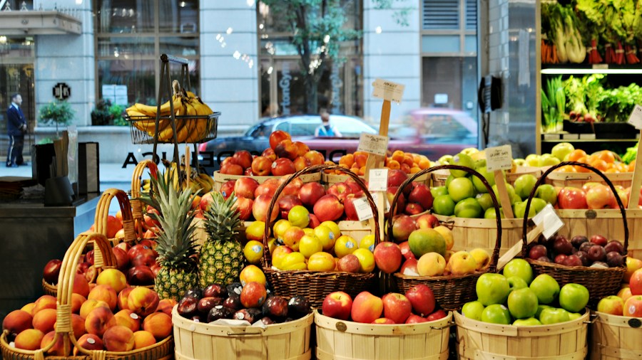 grocery shopping baskets produce