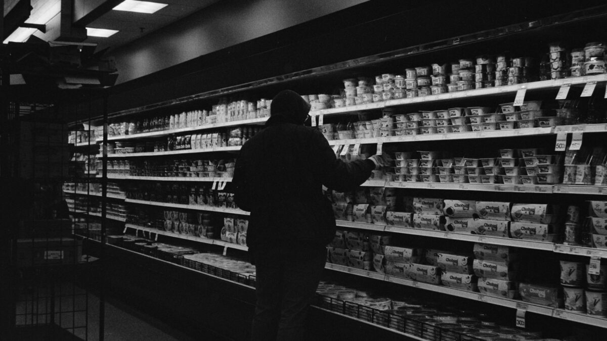 grocery store aisles late evening