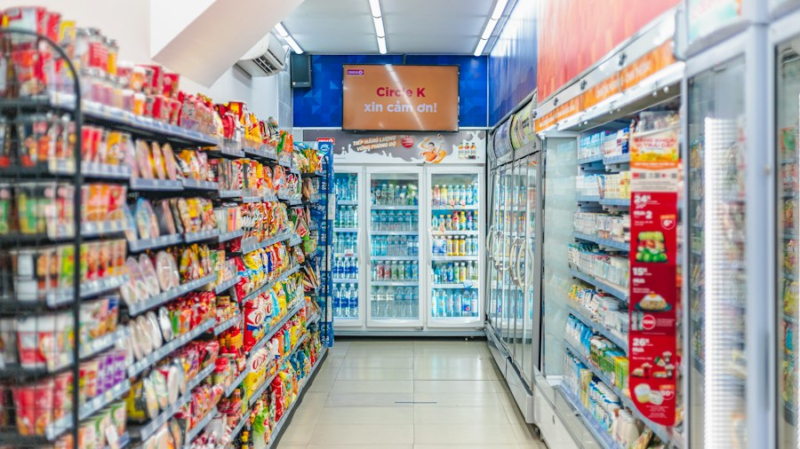 grocery store freezer section aisle