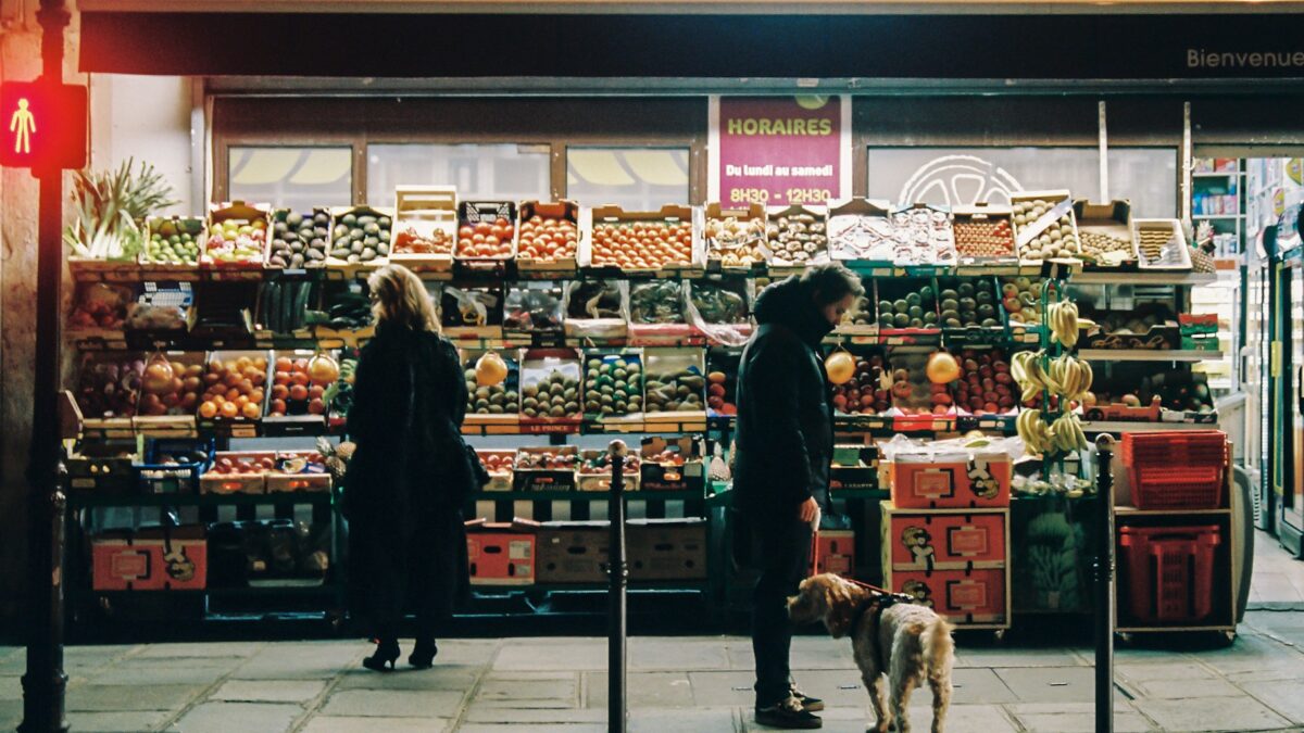 grocery store nighttime shopping