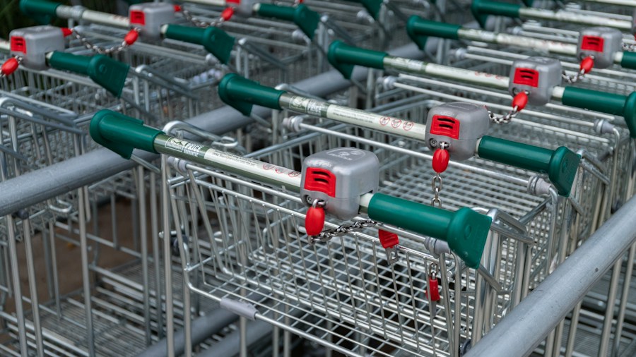 grocery store shopping cart checkout