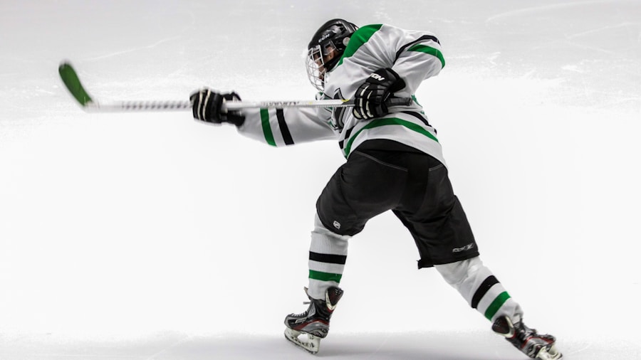 hockey player with protective gear