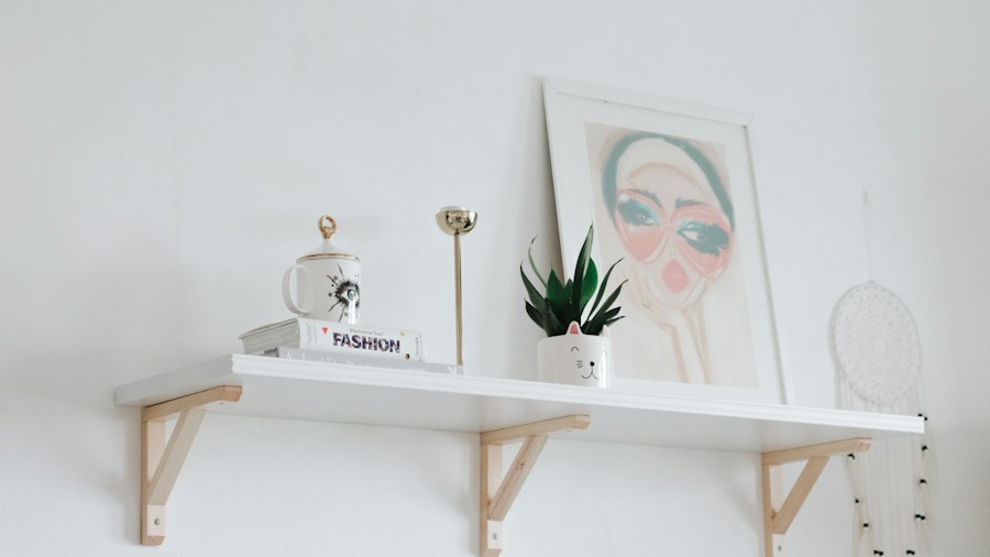 home decor beauty products shelves