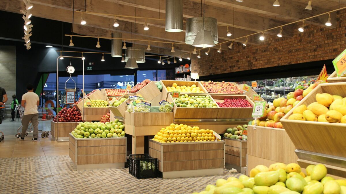 modern grocery store interior shopping