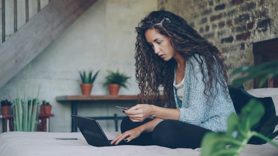 Person checking savings account online