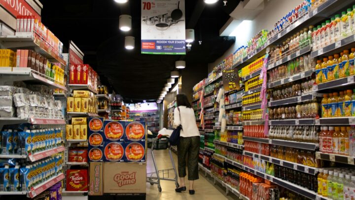 person grocery shopping budget
