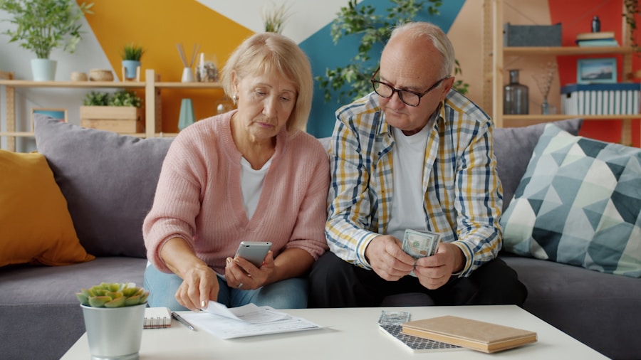 retiree calculating monthly household expenses