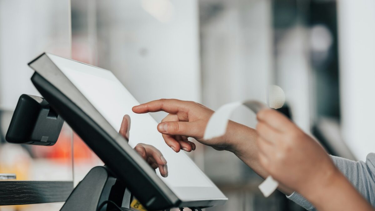 shopper receiving receipt checkout
