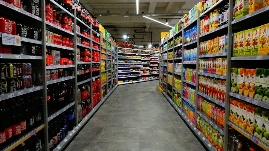 supermarket interior shopping aisle