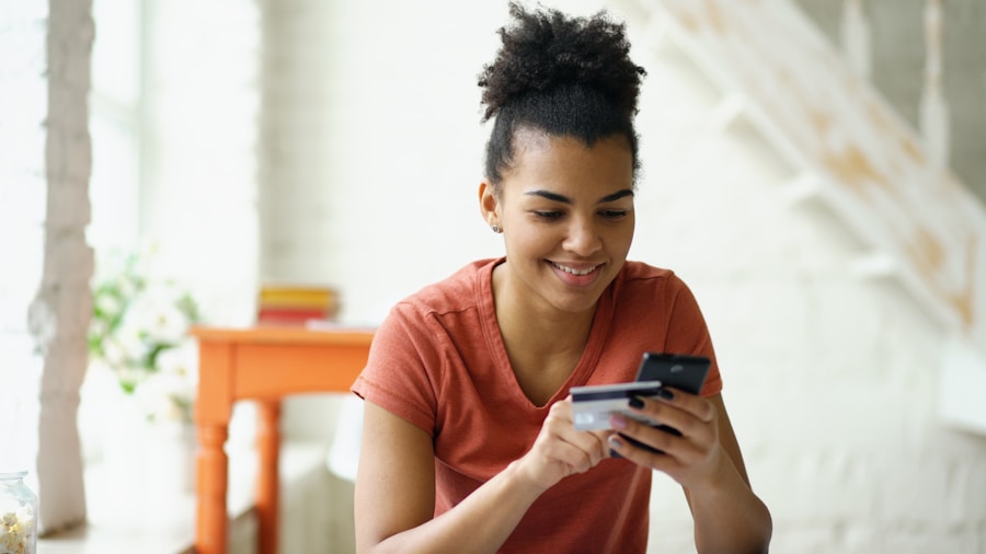 woman using smartphone shopping app